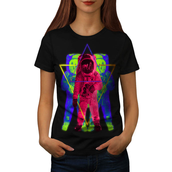 Neon Space Astronaut Womens T-Shirt