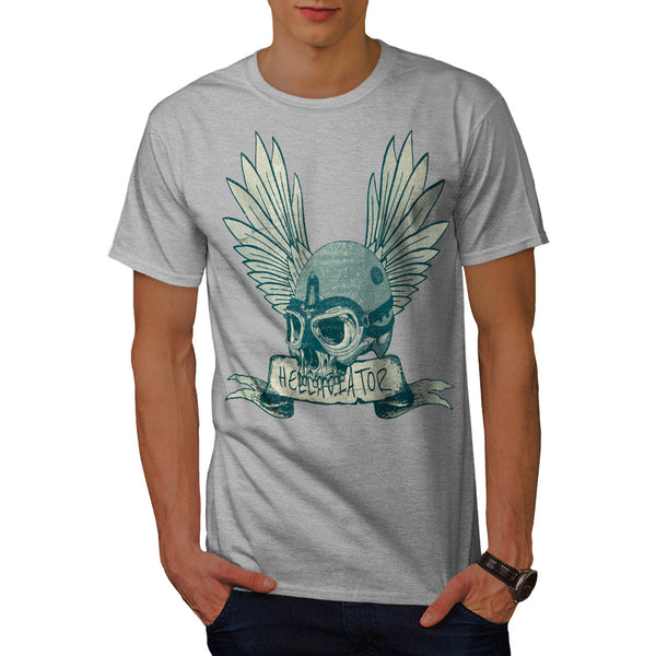 Skull Head Wings Art Mens T-Shirt