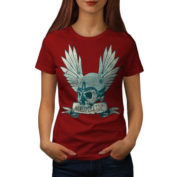 Skull Head Wings Art Womens T-Shirt