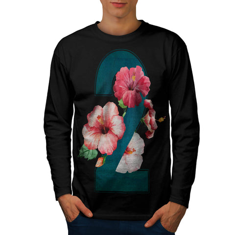 Number Two Flower Mens Long Sleeve T-Shirt