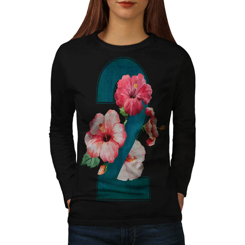 Number Two Flower Womens Long Sleeve T-Shirt