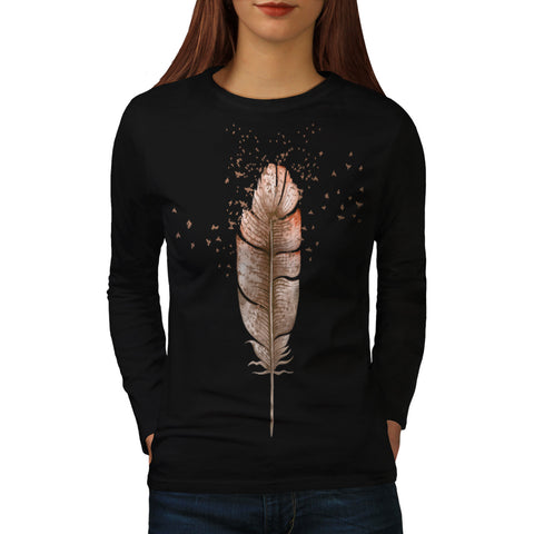 Soft Bird Feather Womens Long Sleeve T-Shirt