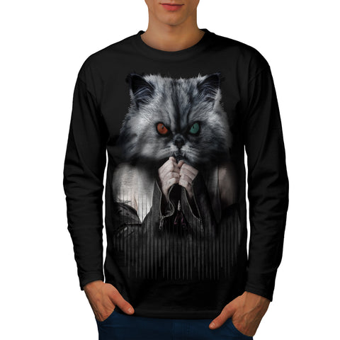 Leather Jacket Cat Mens Long Sleeve T-Shirt