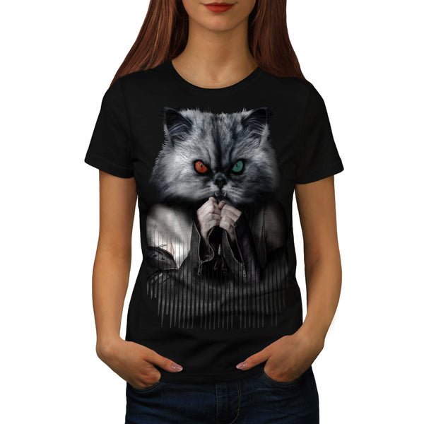 Leather Jacket Cat Womens T-Shirt