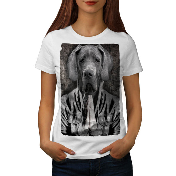 Sad Doggy Praying Womens T-Shirt