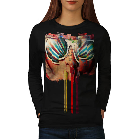 Retro Glasses Lady Womens Long Sleeve T-Shirt