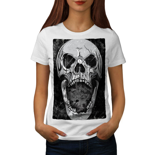 Skull Biker Tattoo Womens T-Shirt