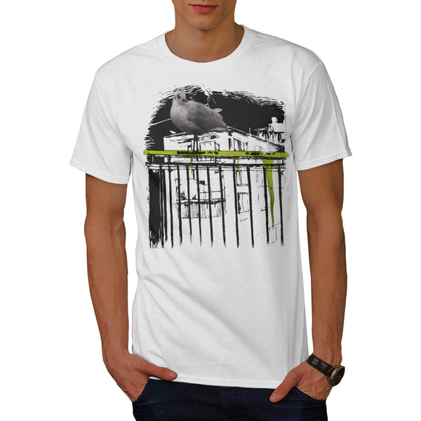 City Bird Tree Branch Mens T-Shirt