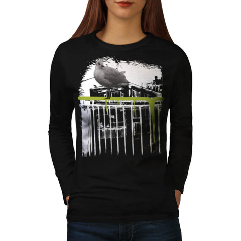 City Bird Tree Branch Womens Long Sleeve T-Shirt