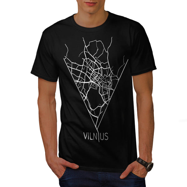 Vilnius City Map Mens T-Shirt