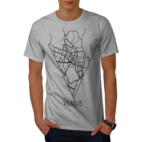 Vilnius City Map Mens T-Shirt
