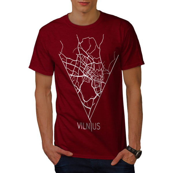 Vilnius City Map Mens T-Shirt