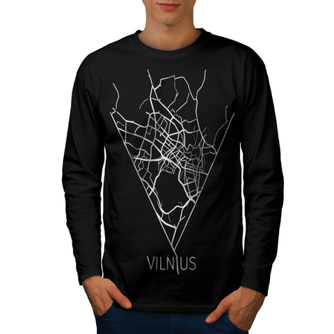 Vilnius City Map Mens Long Sleeve T-Shirt