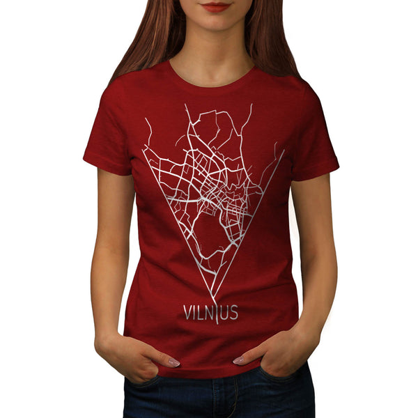 Vilnius City Map Womens T-Shirt