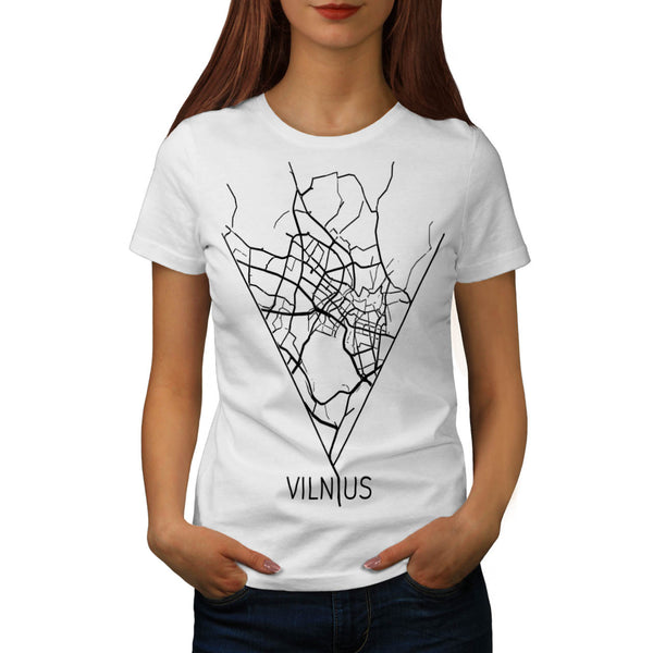 Vilnius City Map Womens T-Shirt