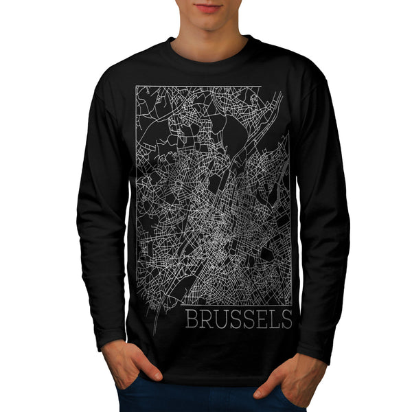 Belgium Brussels Map Mens Long Sleeve T-Shirt