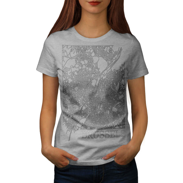 Belgium Brussels Map Womens T-Shirt