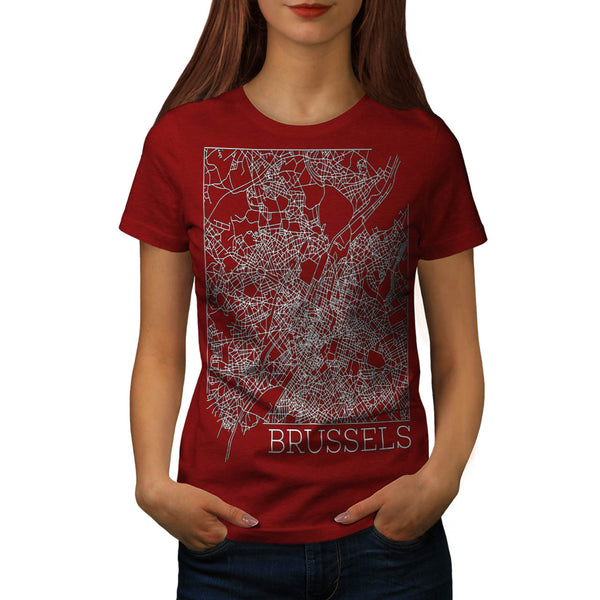 Belgium Brussels Map Womens T-Shirt