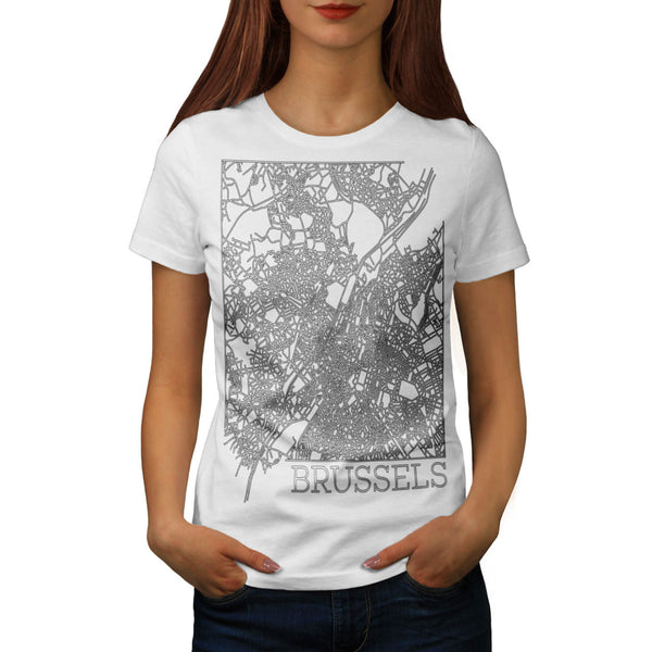 Belgium Brussels Map Womens T-Shirt