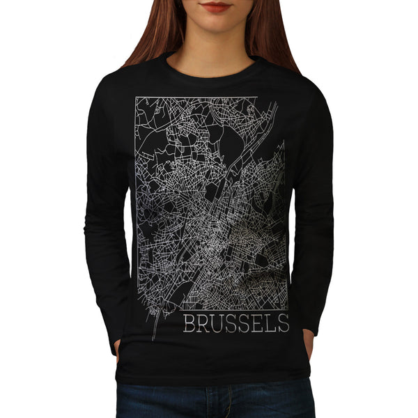 Belgium Brussels Map Womens Long Sleeve T-Shirt