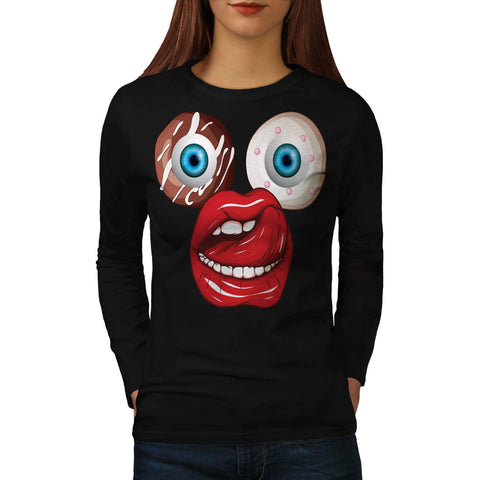 Donut Eyeball Face Womens Long Sleeve T-Shirt