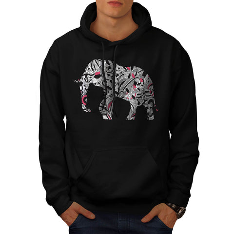 Flower Power Elephant Mens Hoodie