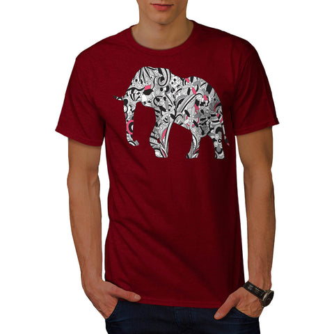 Flower Power Elephant Mens T-Shirt
