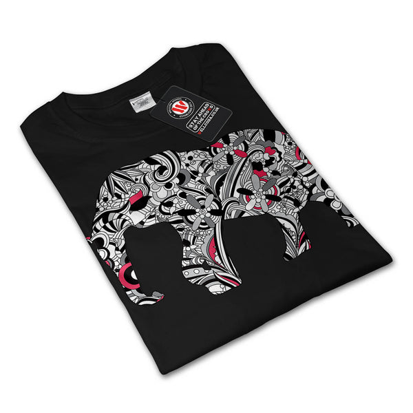 Flower Power Elephant Mens Long Sleeve T-Shirt