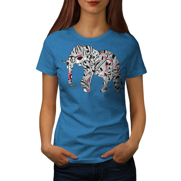 Flower Power Elephant Womens T-Shirt