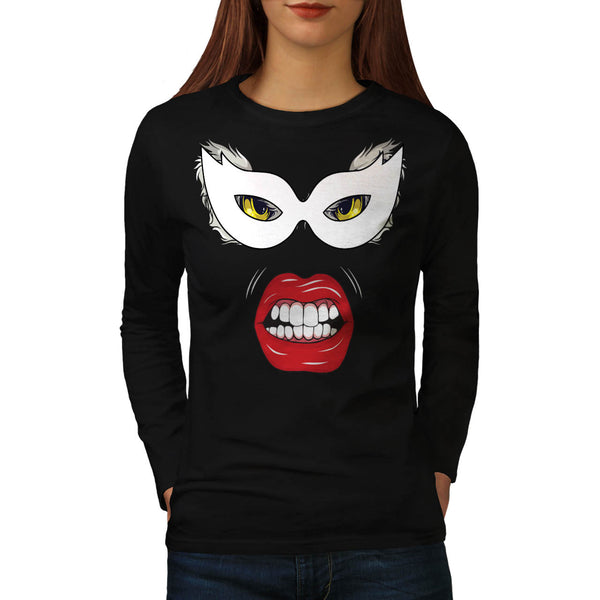 Eye Mask Domino Freak Womens Long Sleeve T-Shirt