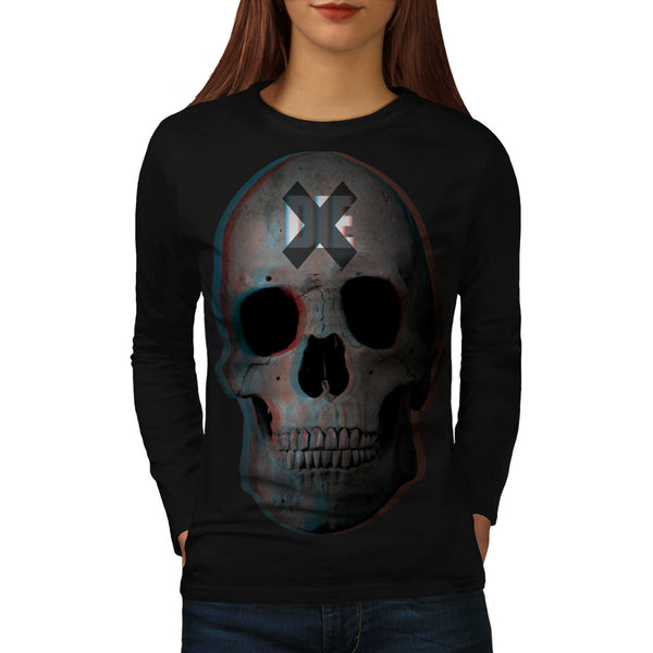 Skull Biker Head Art Womens Long Sleeve T-Shirt