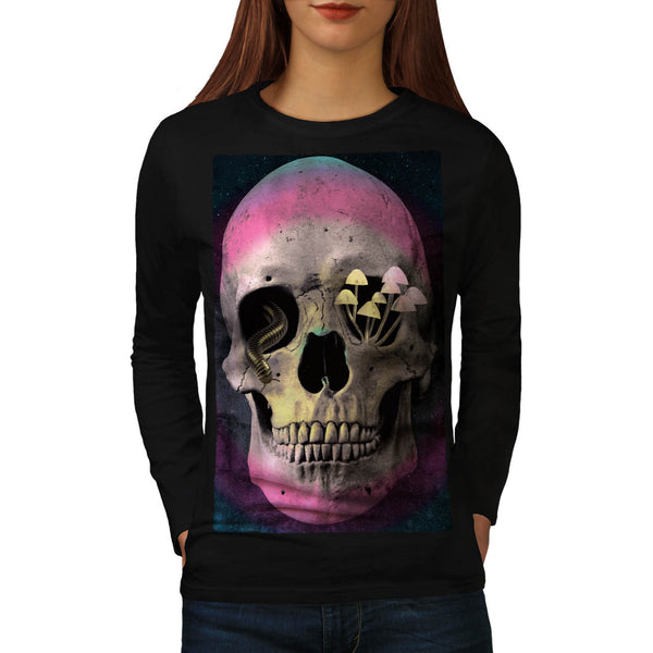 Skull Zombie Head Art Womens Long Sleeve T-Shirt