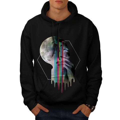 Full Moon Head Skull Mens Hoodie