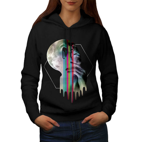 Full Moon Head Skull Womens Hoodie