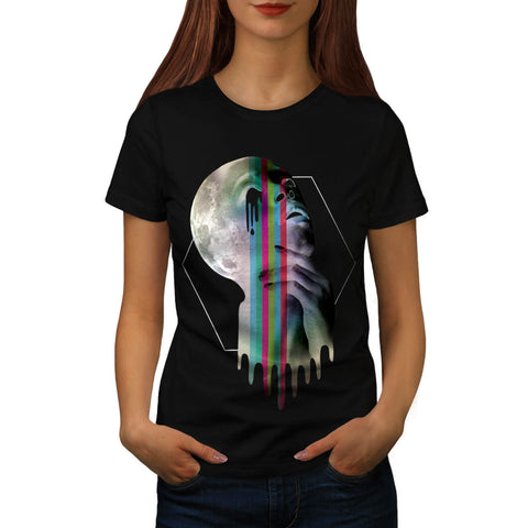 Full Moon Head Skull Womens T-Shirt