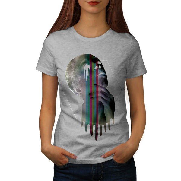 Full Moon Head Skull Womens T-Shirt