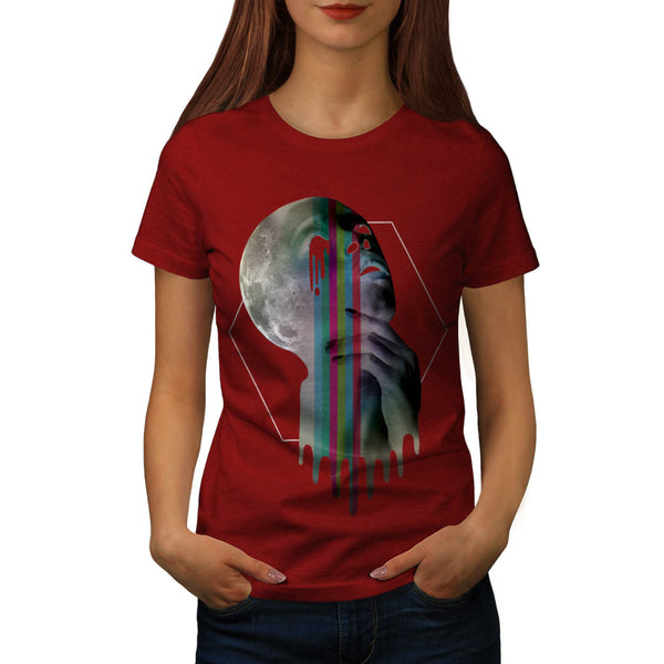 Full Moon Head Skull Womens T-Shirt
