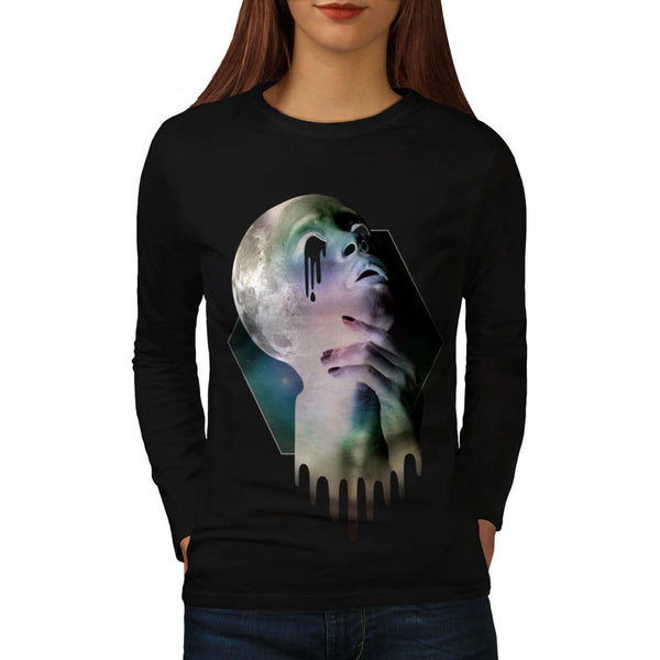 Psychedelic Girl Head Womens Long Sleeve T-Shirt