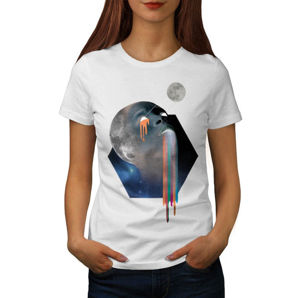 Bald Head Moon Skull Womens T-Shirt