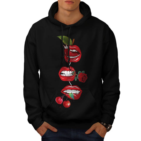 Red Lip Cherry Kiss Mens Hoodie