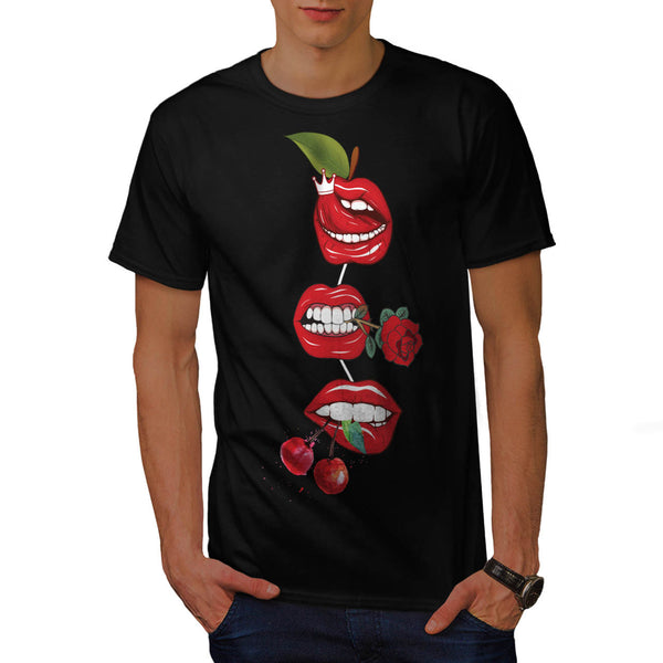 Red Lip Cherry Kiss Mens T-Shirt