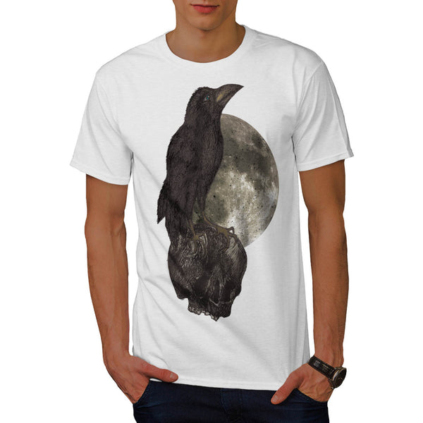 Black Crow On Skull Mens T-Shirt