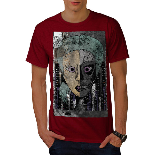 Girl Face Skeleton Mens T-Shirt