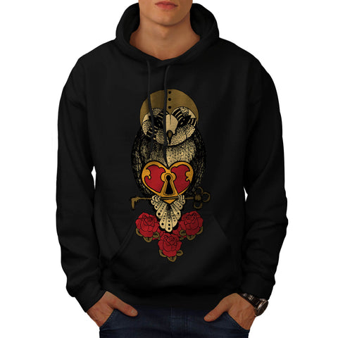 Old School Owl Rock Mens Hoodie