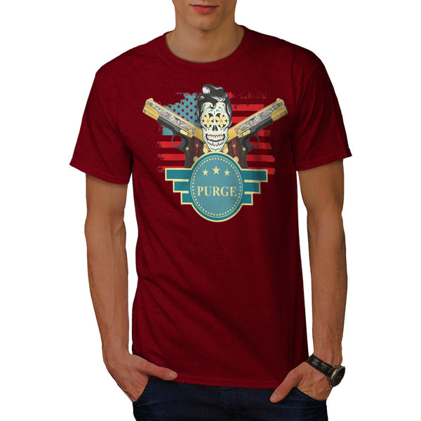 Elvy Skull Head USA Mens T-Shirt