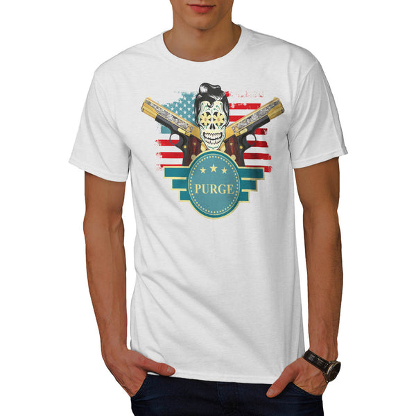 Elvy Skull Head USA Mens T-Shirt
