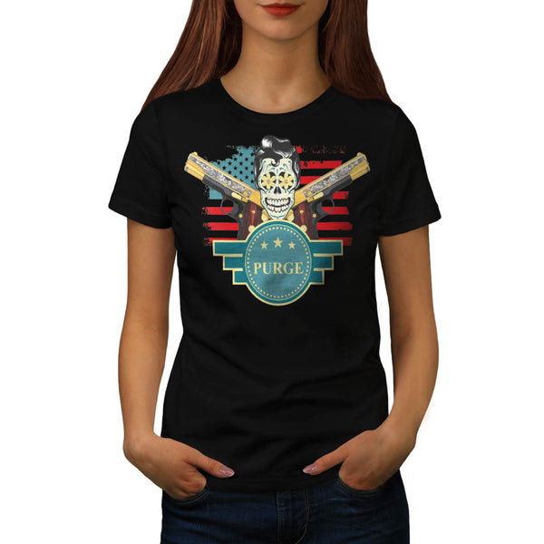 Elvy Skull Head USA Womens T-Shirt