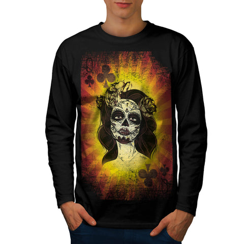 Queen Playing Card Mens Long Sleeve T-Shirt