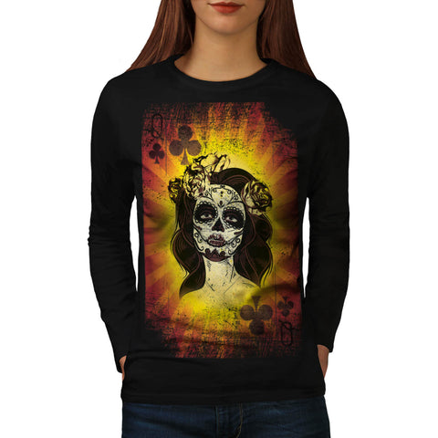 Queen Playing Card Womens Long Sleeve T-Shirt