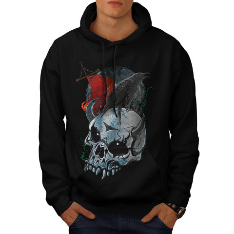 Skull Raven Head Art Mens Hoodie